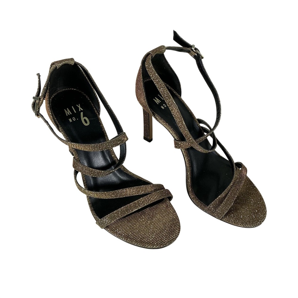 Mix No. 6 Bronze Metallic Strappy Stiletto Heeled Sandals Womens Size 7M